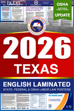 2026 Texas TX LABOR LAW POSTER (Federal & State) English Laminated Labor Law price