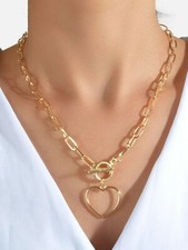 Punk Chunky Chain Love Heart Pendant Lariat Necklace Women Girls Teens Jewellery Costume Necklace price