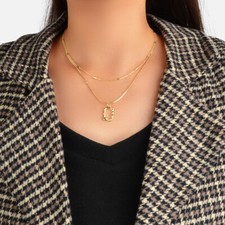 Modern Rectangular Pendant Double-Layer Necklace Stylish Collar Jewelry 2pcs/set Costume Necklace price