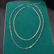 2 pcs Cool Rock Style Jewelry Thick Metal Chain Layered Silvery Collar Necklace Costume Necklace price
