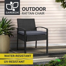 Gardeon Outdoor Furniture Rattan Chair Bistro Wicker Garden Patio Cushion Black Garden Chair price