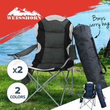 Weisshorn 2X Folding Camping Chairs Arm Chair Portable Garden Outdoor Fishing Garden Armchair price