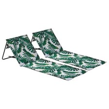2x Banana Leaf Folding Canvas Beach Loungers Outdoor Garden Camping Sun Chair Garden Armchair price