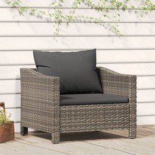 vidaXL Garden Armchair with Cushion Grey Poly Rattan Garden Armchair price