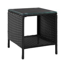 Gardeon Coffee Side Table Wicker Desk Rattan Outdoor Furniture Garden Black Garden Side Table price
