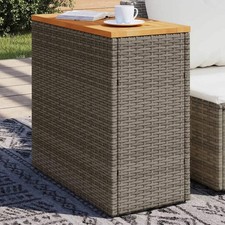 Garden Side Table with Wooden Top Grey 58x27.5x55 cm Poly Rattan Garden Side Table price