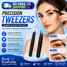 Black Stainless Steel Eyebrow Tweezers Slant Flat Tip Hair Removal Beauty Tool Tweezers price