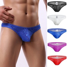 Sexy Low Rise Men's Lace G String Thong Panties Pouch Underwear T back Briefs Men's Briefs price