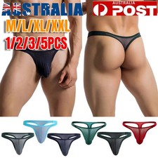 1-5PCS Men's Thongs Underwear Sexy Mesh Tagless G-strings Panties Sexy Briefs AU Men's Briefs price