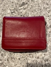 Colorado Women's Genuine Leather Purse Wallet Card Holder Tri-Fold Wine Ruby Red Women's Card Holder price