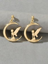 Gold Moon Genius Dangle Earrings Trendy Ladies Jewellery Women Girls Dainty Gift Gold Earrings price
