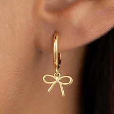 Exquisite Butterfly Knot Gold Bow Drop Hoop Earrings Stylish Lightweight Jewelry Gold Earrings price