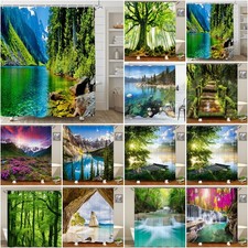 3D Nature Scenery Waterproof Shower Curtain Extra Long Fabric Bath Curtain Hooks Shower / Bathroom Curtain price