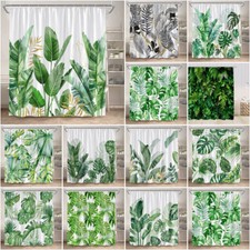 Green Leaves Shower Curtain Waterproof Fabric Bathroom Bathtub Curtain 12 Hooks Shower / Bathroom Curtain price