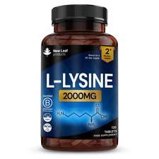 L-Lysine Tablets - 120 High Strength Vegan Nutritional Supplements 2000mg P/S Strength and Performance Products price