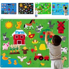3.5Ft Children's Early Teaching Felt Board Toy Farm Animals Felt-Board Story Set Children's Toy price