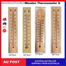WOODEN THERMOMETER Indoor Outdoor Glass Wall Hanging Room Sensor 20cm-40cm Jumbo Thermometers price
