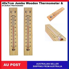 WOODEN THERMOMETER Indoor Outdoor Glass Wall Hanging Room Sensor Jumbo 40cm 21cm Thermometers price