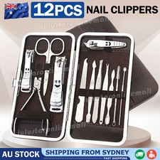 12PCS Manicure Pedicure Set Stainless Nail Clippers Kit Cuticle Grooming Case AU Manicure & Pedicure Set price