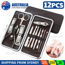 12PCS Manicure Pedicure Set Stainless Nail Clippers Kit Cuticle Grooming Case Manicure & Pedicure Set price