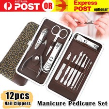12PCS Manicure Pedicure Set Stainless Nail Clippers Kit Cuticle Grooming Case OZ Manicure & Pedicure Set price