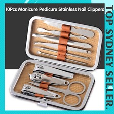 10Pcs Manicure Pedicure Stainless Nail Clippers Kit Set Cuticle Grooming Case AU Manicure & Pedicure Set price