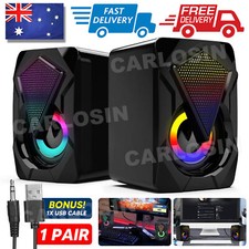 2x Computer Speaker Loud Sound with LED RGB Light for PC Laptop Stereo Desktop Computer Speakers price
