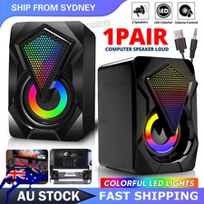 2x Computer Speaker Loud Sound with LED RGB Light for PC Laptop Stereo Desktop Computer Speakers price