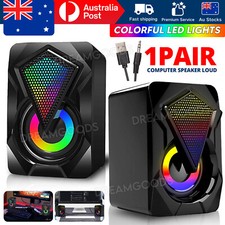 2x Computer Speaker Loud Sound with LED RGB Light for PC Laptop Stereo Desktop Computer Speakers price