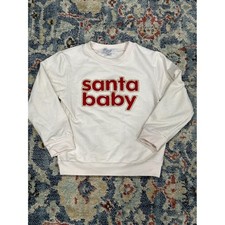 Sterling Baby Sweatshirt Girls 4T Cream Santa Baby Chenille Patch EUC Baby Sweatshirt price