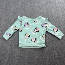 Disney Baby Sweatshirt Kids 24M Mint Green Minnie Mouse Ruffle Shoulder Pullover Baby Sweatshirt price