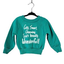 VTG Spencers Baby Sweatshirt 12-24m Turquoise "Cute Smart Charming" Graphic Baby Sweatshirt price