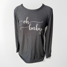 Chaser Oh Baby Graphic Sweatshirt Gray Long Sleeve Pullover Women's M Soft Baby Sweatshirt price