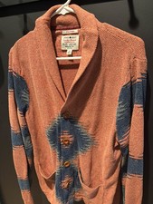 Lucky Brand True Indigo Knit Cardigan Sweater Men's M Aztec Southwestern Cabin Men's Sweater & Cardigan & Knitwear price