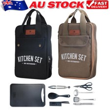 8PCS Camp Utensil Set Portable BBQ Kitchen Cooking Compact Gear Cookwear Camping Kitchen price