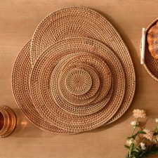 Natural Rattan weaving Placemats Coasters Woven Table Place Mats for Dining N22 Placemat price