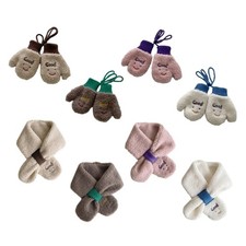 Cute Cartoon Toddler Mittens Baby Lamb Wool Gloves Scarf set for Winter Warmth Baby Gloves & Scarf price