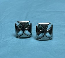 Vintage Hickok USA Silver Tone Maltese Cross Cufflinks Men’s Mid Century Cufflinks price