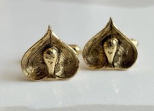 Unique Vintage Cufflinks Gold Tone Etched Hearts with Face Cufflinks price