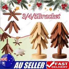 AU Wooden Tree Trivet Set Natural Hardwood Coasters With Leaf Texture Foldable Trivet price