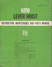 Kito Lever Hoist Instruction, Maintenance and Parts Manual Lever Hoist price