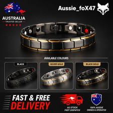 Mens Double Strong Magnetic Therapy Bracelet Arthritis Pain Relief Jewelry AU Steel Bracelet price