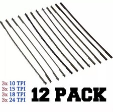 12 Pack - Coping / Scroll Saw Blades - 10 15 18 24 TPI - Pinned End Wood U Fret Saws price