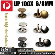 Metal Rapid Rivets Double Cap Round Rivet Studs 8mm, 10mm with Short 6mm Post AU Rivet price