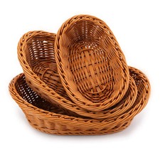 Handmade Wicker Storage Basket Rattan Storage Tray Rattan Bread Baskets Serving Serving Tray price