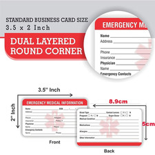 Emergency Identification Wallet Card Medical ID Alert Double Sided Aussie Supply Plastic Card Supplies price