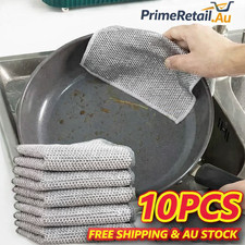 10X Kitchen Dishwashing Cloth Mesh Steel Wire Non stick Oil Dish Cleaning Dishwashing price