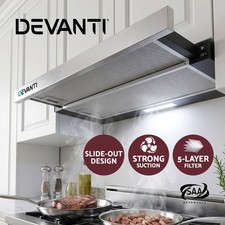 Devanti 600mm Range Hood 60cm Slide out Rangehood Kitchen Canopy Stainless Steel Range Hoods price