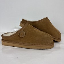 Fireside by Dearfoams Suede Genuine Shearling Lined Clog Slipper Kid size 4 Unisex Children's Slippers & Sandals price