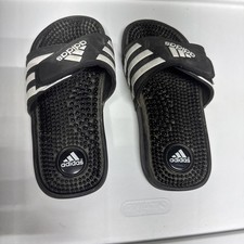 Little's Size 1K Classic Black White Adidas Slides Flip Flops Sandals EUC kid Unisex Children's Slippers & Sandals price